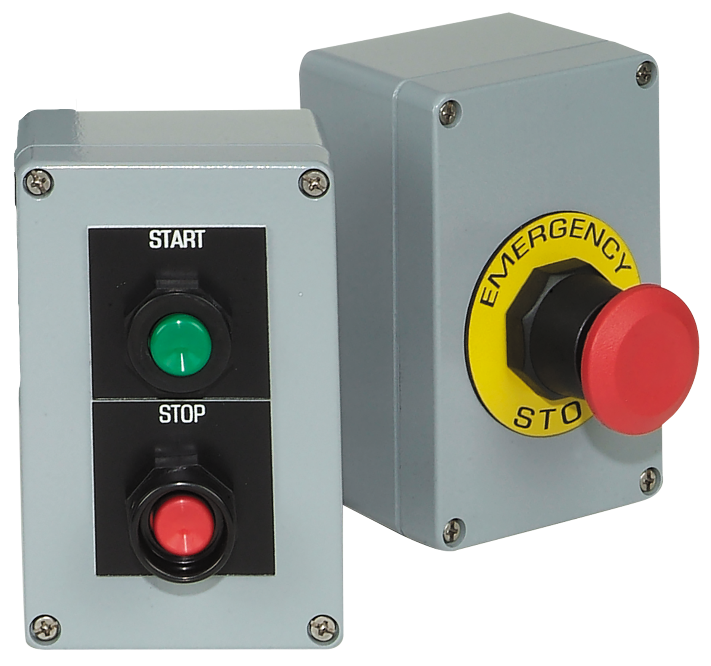 C3Controls Compact Control Station, Polycarbonate Enclosure, Horizontal Orientation, 1 Position w/Grey Cover, Mom. Non-Illum. Pushbutton, Flush Cap w/1 NO, Black Cap - ECW22H-H1P1-01K