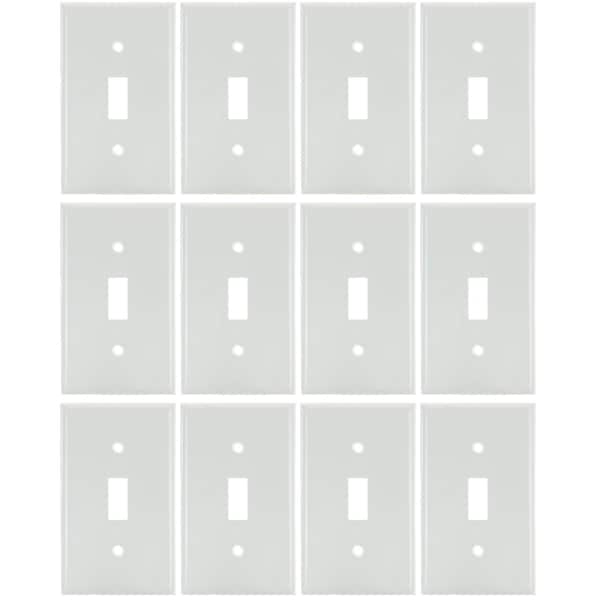 Sunlite 1-Gang Toggle Swtch Plate, White, Standard 4.5-in X 2.8-in Matching Screws Included UL Listed, 12PK - 40885-NS