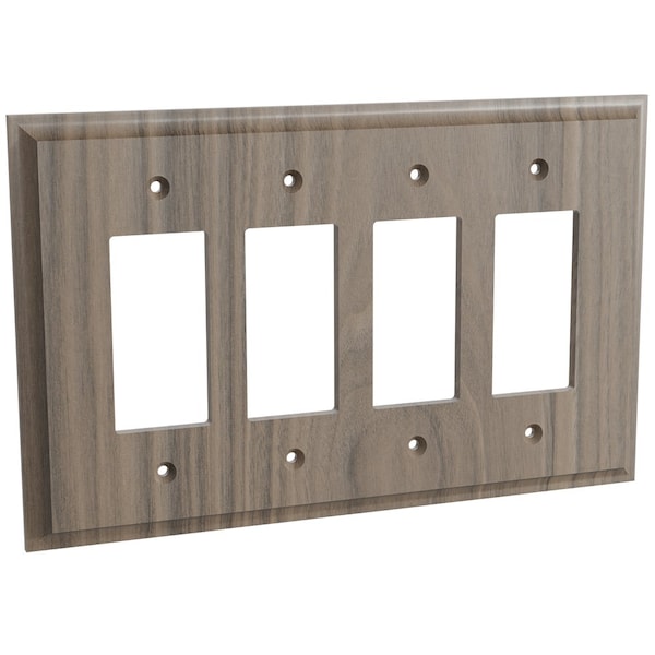 Designs Of Distinction Quad Levington Switch Plate - Walnut - 01454003WL1