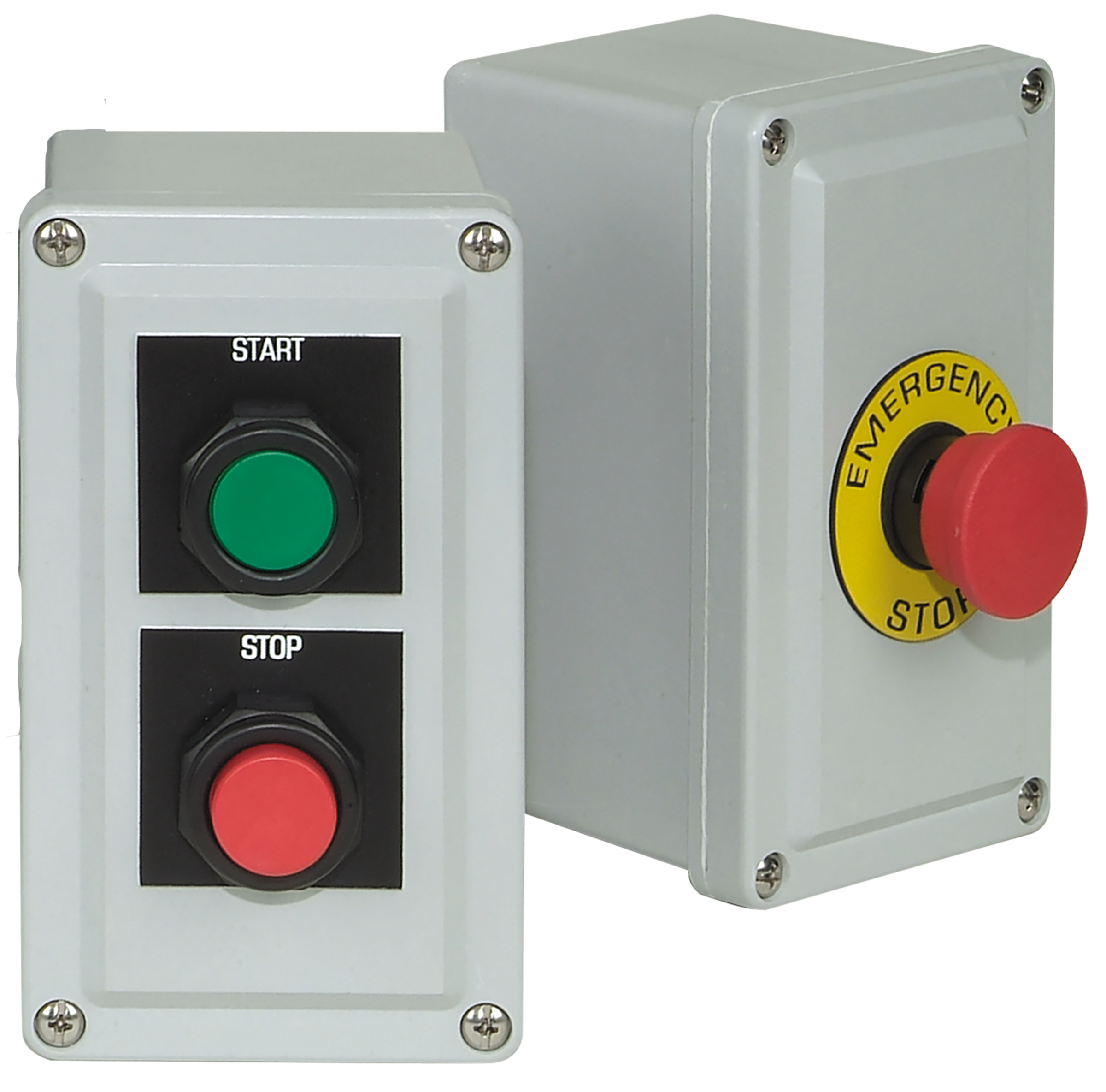 C3Controls Compact Control Station, Polycarbonate Enclosure, Horizontal Orientation, 1 Position w/Grey Cover, Main. Non-Illum. 3-Pos. Selector w/2 NO, White Cap - ECW22H-H1P1-12W