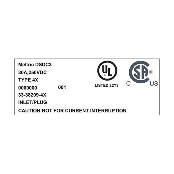 Meltric 33-38209-4X INLET TYPE 4X WATERTIGHTNESS - 33-38209-4X