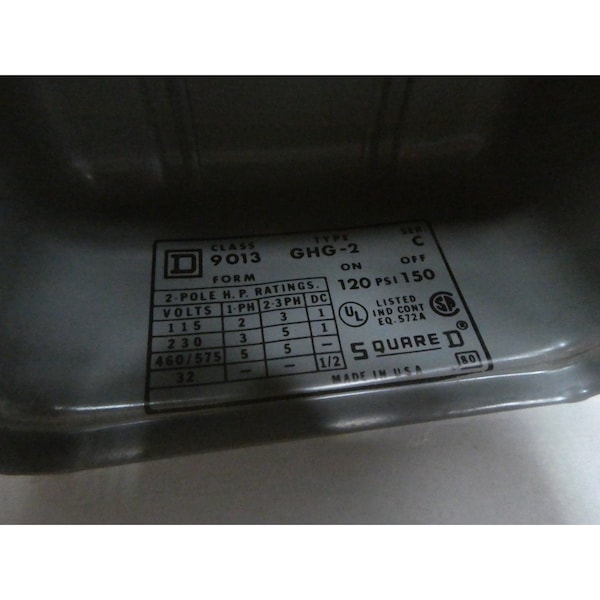 Interruptor de presión Square D 1/4 pulgadas 120 PSI 115/230/460/575V-AC 32V-DC - 9013 GHG-2
