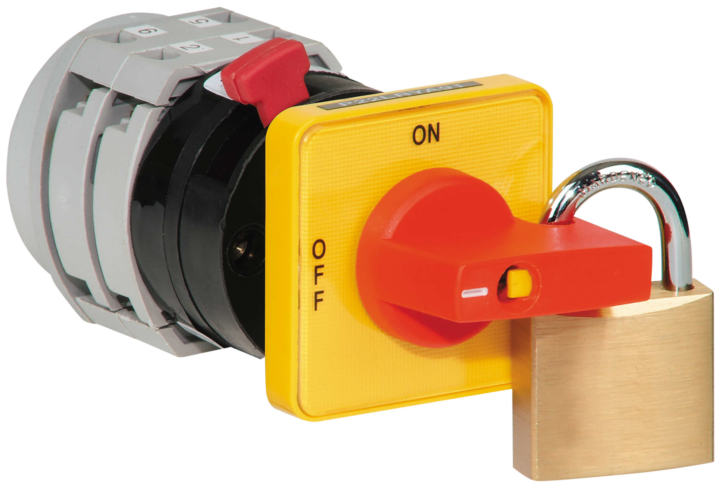 C3Controls On-Off Cam Switch, Maintained 90 Degrees, 1 Pole / 1 Stage, 16A, Round Ring (no front plate), Lever, Black Operator - CS11191-G16-N22LBN