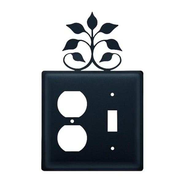 Village Wrought Iron Village Wrought Iron EOS-109 Leaf Fan Outlet and Switch Cover - Black - EOS-109