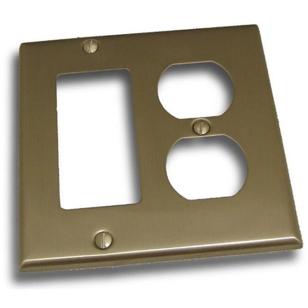D & H Distributing Double Rocker and Receptacle Outlet Switch Plate; Satin Nickel - MA478630