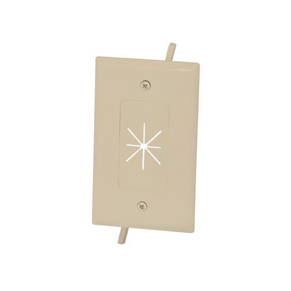 Monoprice Cable Plate with Flexible Opening, Number of Gangs: 1 ABS Plastic, Ivory - 12586
