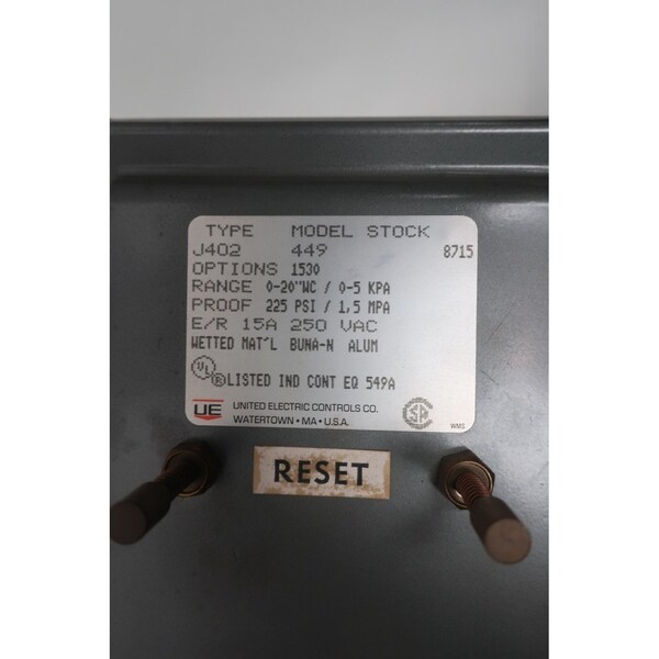 Interruptor de presión Ue United Electric 020InH2O 250VAc - J402-449