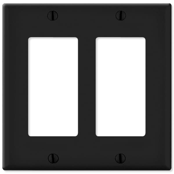 Ezgeneration LV80409x-LV80409E Decora Wallplate, 2 Gang, Black - EZ1568173