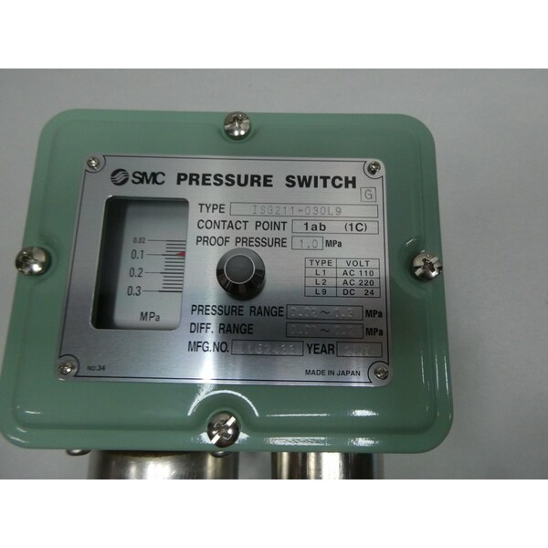 Interruptor de presión SMC 0.02-0.3Mpa 110/220V-Ac 24V-Dc - ISG211-030L9