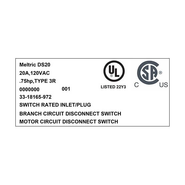 Meltric 33-18165-972 INLET - 33-18165-972