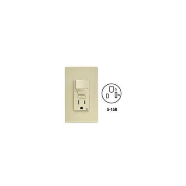 Leviton Leviton Mfg C21-GFSW1-00I Self-Test Tamper Resistant GFCI Switch & Outlet Combination With Wallplate; Ivory - 4996799