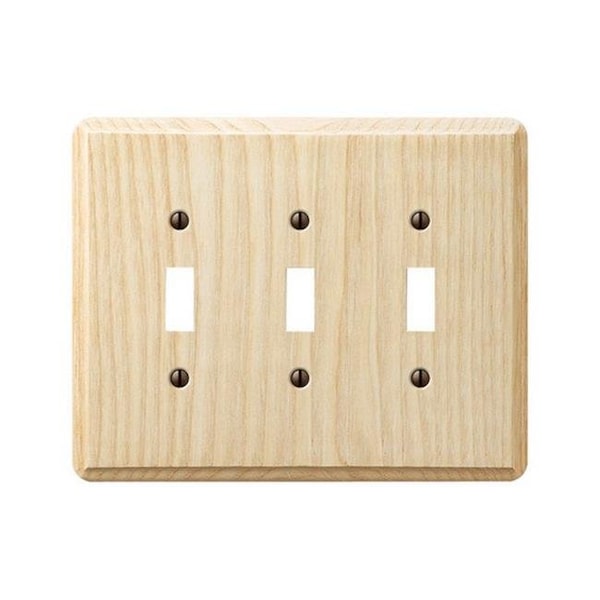 Livewire 401TTT 3 Toggle Unfinished Ash Contemporary Wood Wall Plate - LI154662