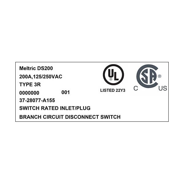 Meltric 37-28077-A155 INLET WITH NO LOCKOUT HOLE - 37-28077-A155