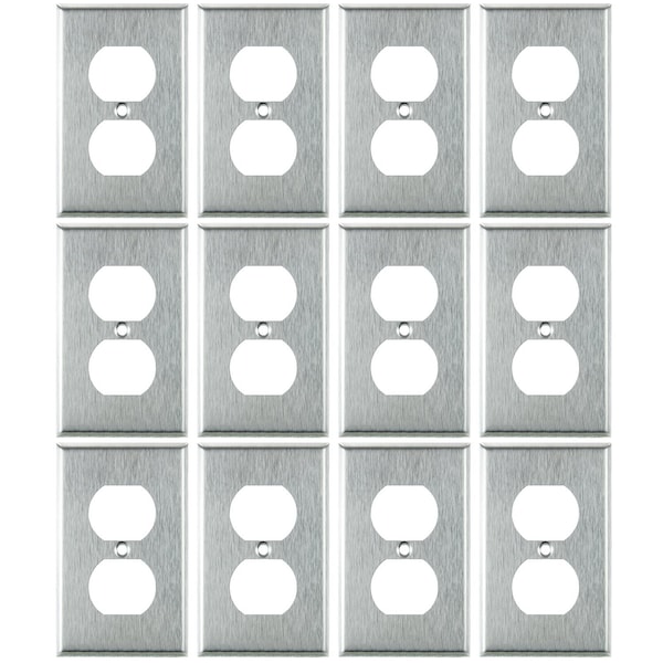 Sunlite Duplex Single Gang switch Cover Plate, Silver, Steel, UL Listed, 12PK - 40902-NS