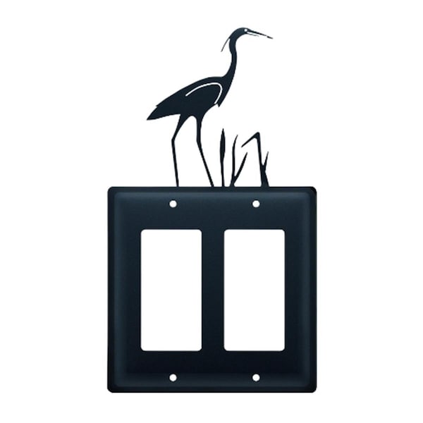 Village Wrought Iron Heron GFI Cover DBL - EGG-133