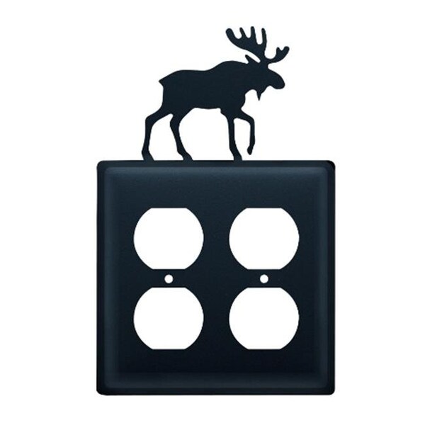 Village Wrought Iron Village Wrought Iron EOO-19 Moose Double Outlet Cover- Black - EOO-19