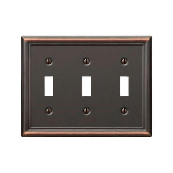 Livewire 149TTTDB 3 Toggle Aged Bronze Chelsea Wall Plate - LI612876