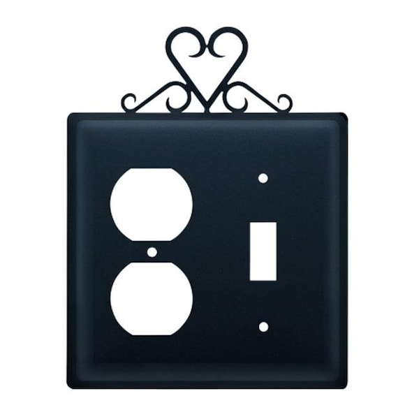 Village Wrought Iron Village Wrought Iron EOS-51 Heart Outlet and Switch Cover - Black - EOS-51