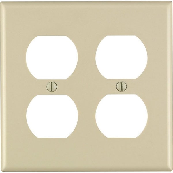 Leviton Ivory 2 gang Thermoset Plastic Duplex Outlet Wall Plate - 86016-000