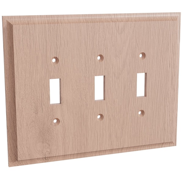Designs Of Distinction Triple Light Switch Plate - Quarter Sawn Red Oak - 01453001QS1