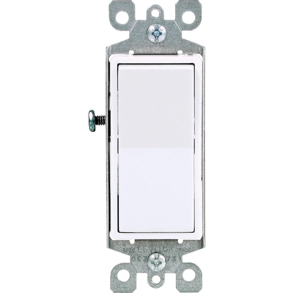 Leviton Decora Residential Grade 15 Amp Rocker Single Pole Switch, White - S12-5601-2WS