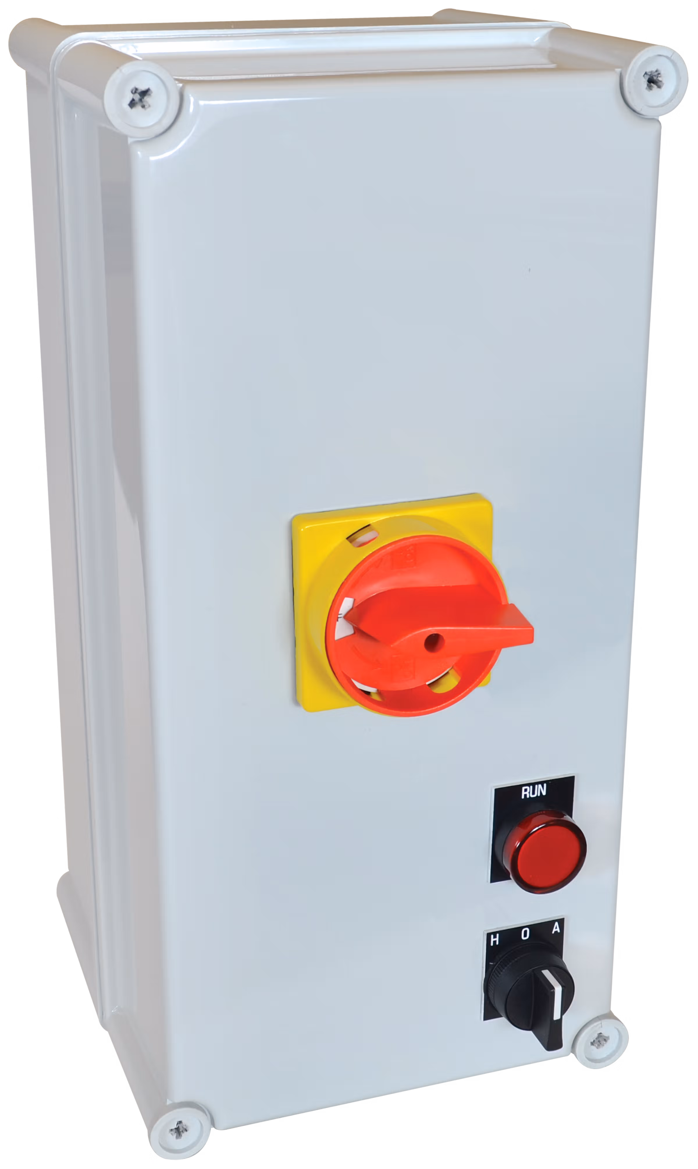 C3Controls Series E630; Enclosed Series 330 Motor Protection Circuit Breaker + Series 300 Contactor Assembly, 9A, 400-415VAC (50Hz) / 480VAC (60Hz), 1NC, 0.25 - 0.40A, 1NO+1NC Front Mount Aux. & Line Side Terminal Barrier, 255mm x 180mm x 177mm (Dim. Ref. 1), Non-Illum. Mom. Dual Push Buttons: Ext. Red w/1NC (bottom) & Flush Green w/1NO (top), Without Wiring - E630-GR01-03-13-G-08-WW
