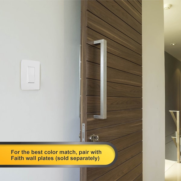 Faith Decorator Rocker Light Switch, 3-Way, 15A 120/277V, White, PK 10 - SSK1B-WH-10