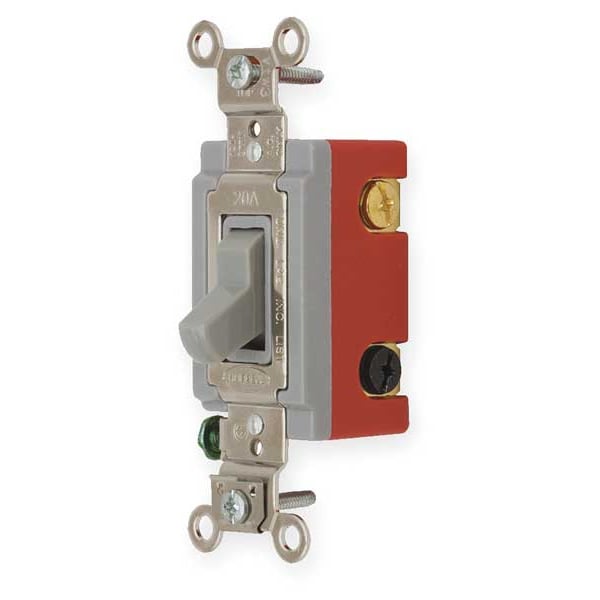 Hubbell Wall Switch, 4-Way, 120/277V, 20A, Gry, Toggl - HBL1224GY