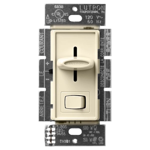 Lutron Lighting Dimmer, Rocker/Slide, Almond - SCL-153P-AL