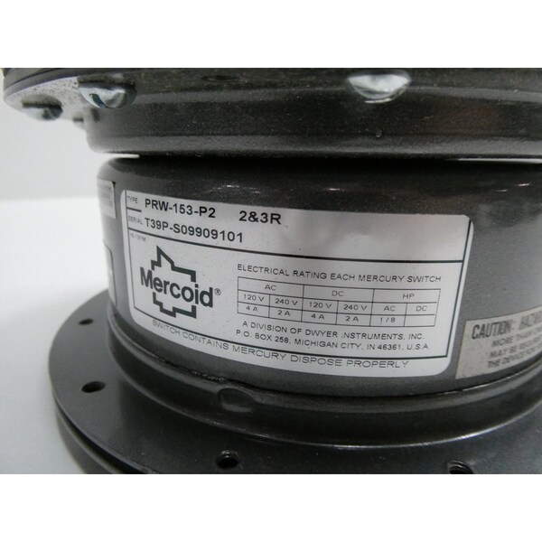 Interruptor de presión diferencial de gas Mercoid 0-5 PSI 120/240V-AC - PRW-153-P2