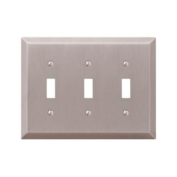 Amerelle Amerelle 163TTTBN 3 Toggle Brushed Nickel Stamped Steel Wall Plate - 3501475