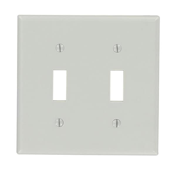 Ezgeneration 4.56 x 4.5 in. 2 Gang Standard Gray Toggle Wall Plate, Gray - EZ731918