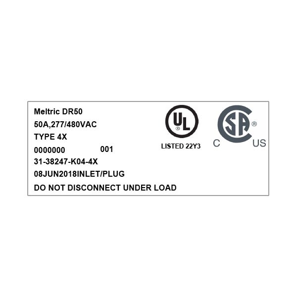 Meltric 31-38247-K04-4X INLET TYPE 4X WATERTIGHTNESS - 31-38247-K04-4X