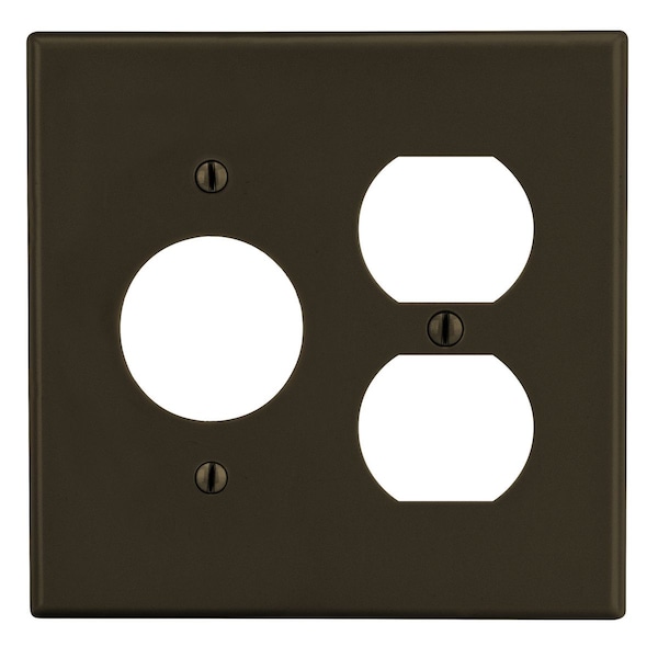 Hubbell Wiring Device-Kellems Wallplate, 2-Gang, 1) Duplex 1) 1.40" Opening, Brown - P78