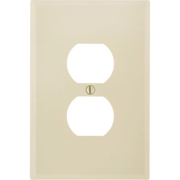 Leviton 1-Gang Smooth Plastic Oversized Outlet Wall Plate, Ivory - 001-86103