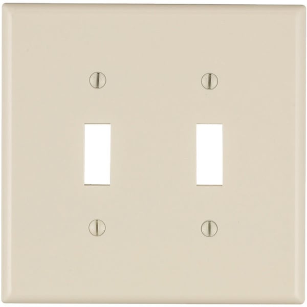 Leviton 2-Gang Smooth Plastic Mid-Way Toggle Switch Wall Plate, Light Almond - 005-80509-00T
