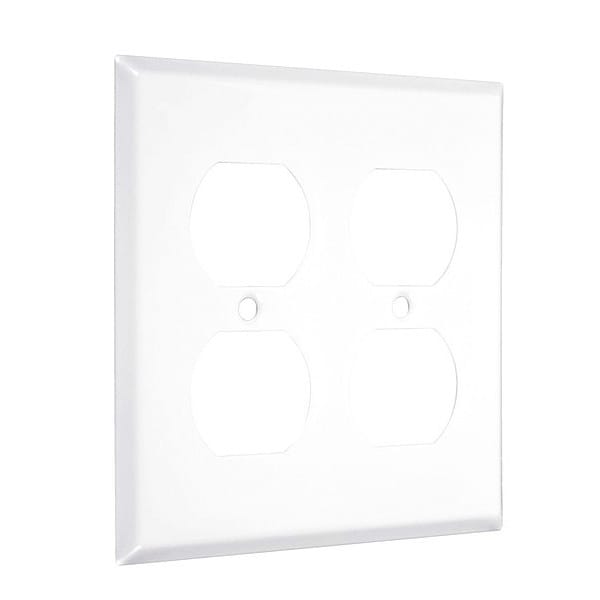 Taymac 2-Duplex Standard Wall Plates, Number of Gangs: 2 Metal, Smooth Finish, White - WW-DD