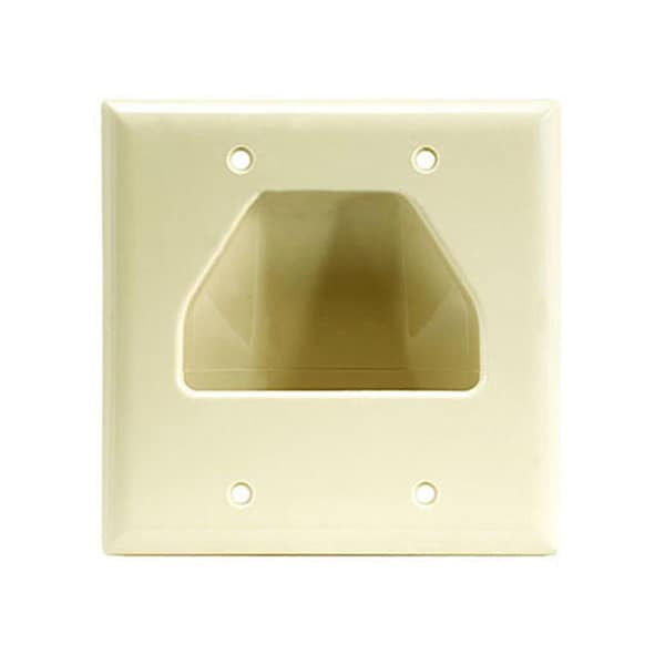 Cmple Wall Plate- 2-Gang Recessed Low Voltage Cable- Ivory - 516-N