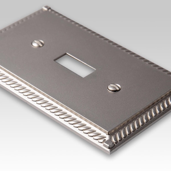 Amerelle Georgian Satin Nickel Gray 1 gang Die-Cast Metal Toggle Wall Plate - 54TN