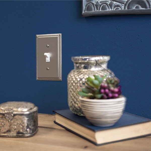 Amerelle Georgian Satin Nickel Gray 1 gang Die-Cast Metal Toggle Wall Plate - 54TN