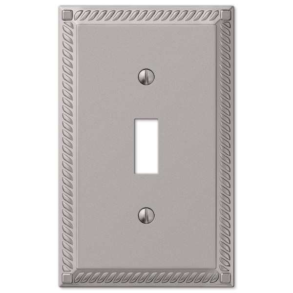 Amerelle Georgian Satin Nickel Gray 1 gang Die-Cast Metal Toggle Wall Plate - 54TN