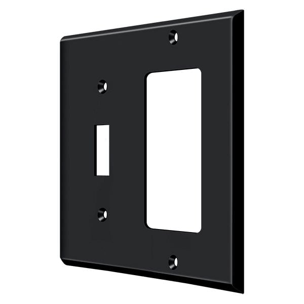 Deltana Single Switch/Single Rocker Switch Plate, Number of Gangs: 2 Solid Brass, Paint Black Finish - SWP4743U19