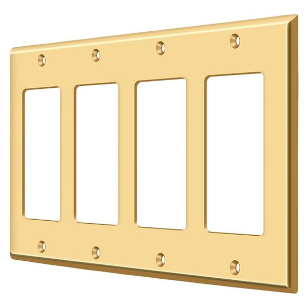 Deltana Quadruple Rocker Switch Plate, Number of Gangs: 4 Solid Brass, PVD Polished Brass Finish - SWP4744CR003