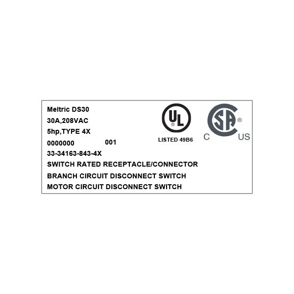 Meltric 33-34163-843-4X RECEPTACLE PADLOCK PAWL TYPE 4X WATERTIGHTNESS - 33-34163-843-4X