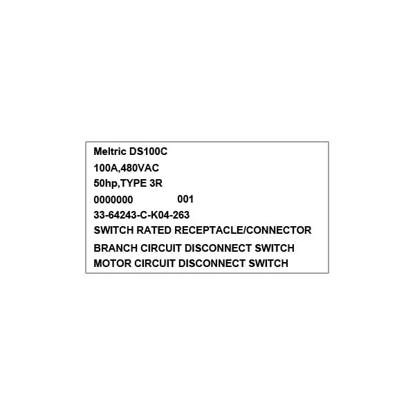 Meltric 33-64243-C-K04-263 RECEPTACLE - 33-64243-C-K04-263