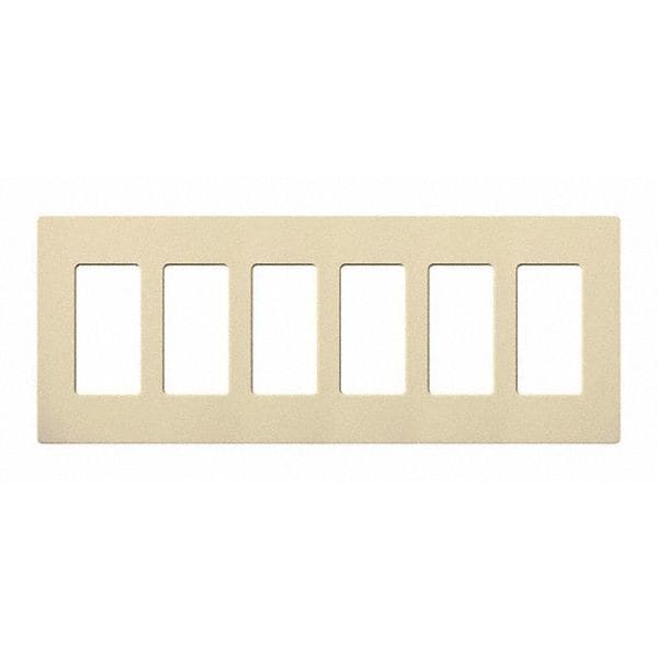 Lutron Designer Wall Plates, Number of Gangs: 6 Thermoset, Gloss Finish, Ivory - CW-6-IV