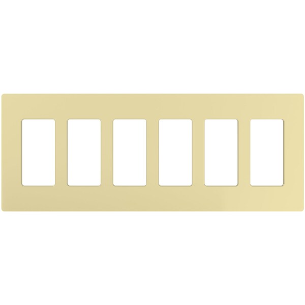 Lutron Designer Wall Plates, Number of Gangs: 6 Thermoset, Gloss Finish, Ivory - CW-6-IV