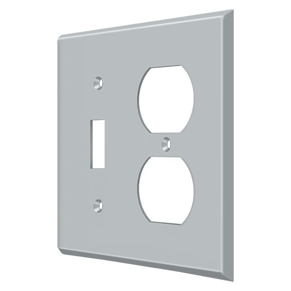 Deltana Single Switch/Double Outlet Switch Plate, Number of Gangs: 2 Solid Brass, Brushed Chrome Finish - SWP4762U26D
