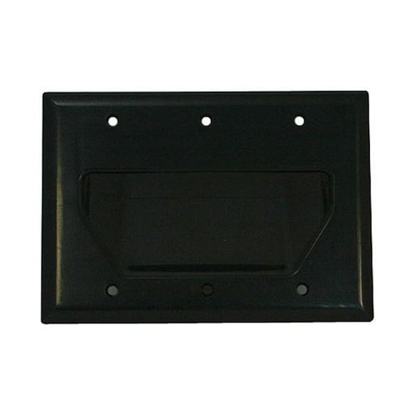 Cmple Wall Plate- 3-Gang Recessed Low Voltage Cable- Black - 519-N