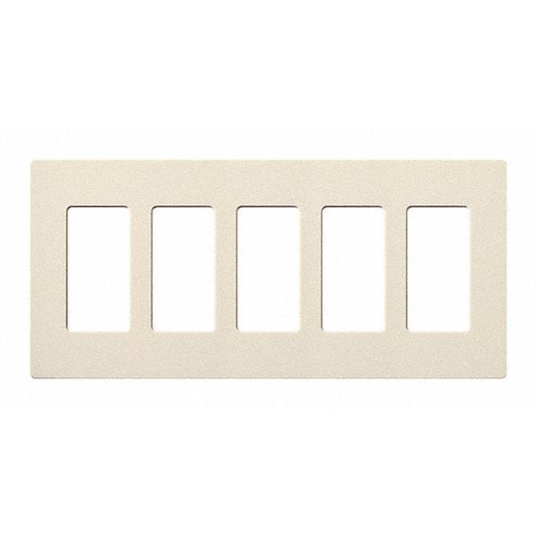 Lutron Designer Wall Plates, Number of Gangs: 5 Thermoset, Gloss Finish, Light Almond - CW-5-LA